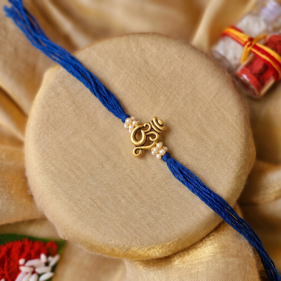 Om Pearl Rakhi Royal Blue
