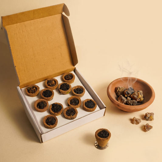 Sambrani Dhoop Cups Terracotta, box of 12
