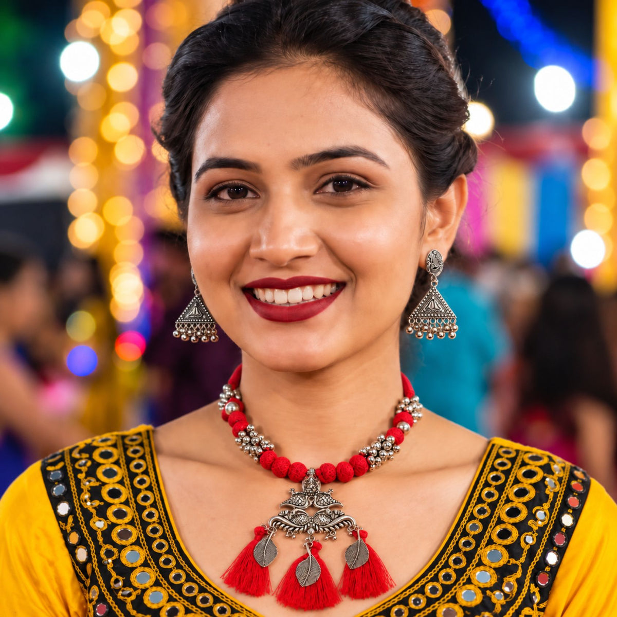 Laal Mor Pankh Tassel Necklace Set