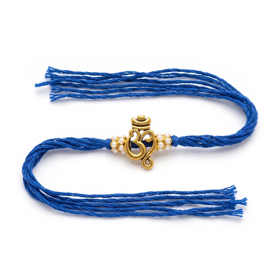 Om Pearl Rakhi Royal Blue