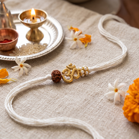 Om Rudraksha Pearl Sacred Rakhi