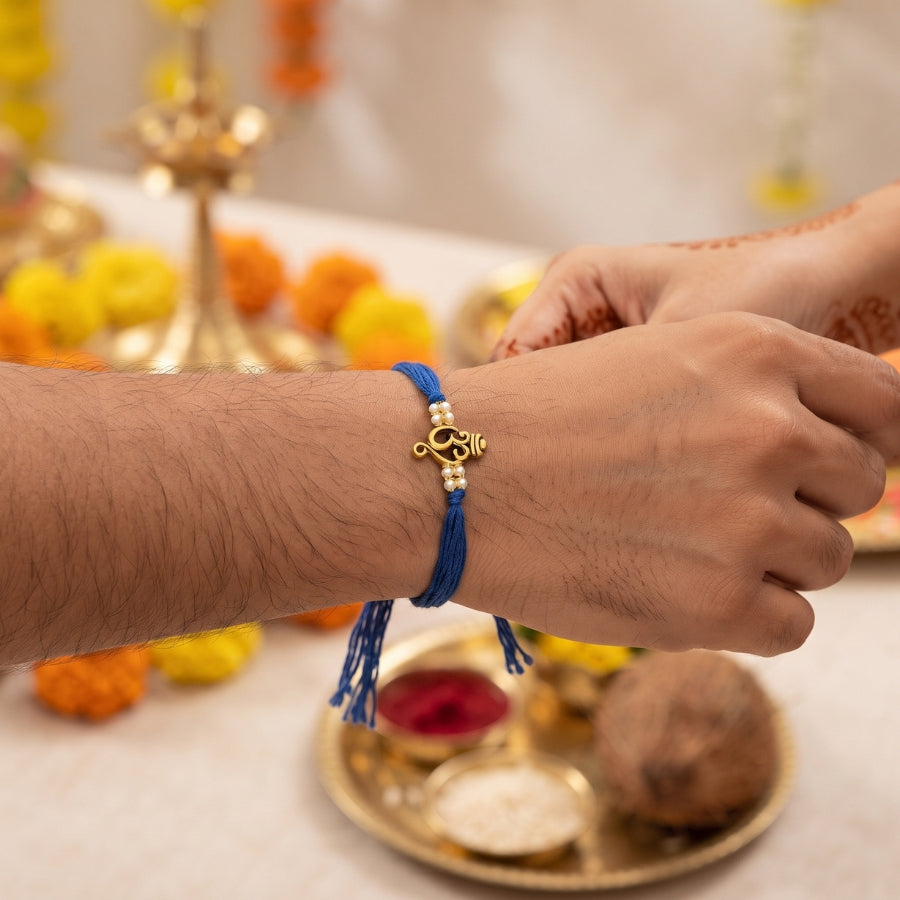 Om Pearl Rakhi Royal Blue