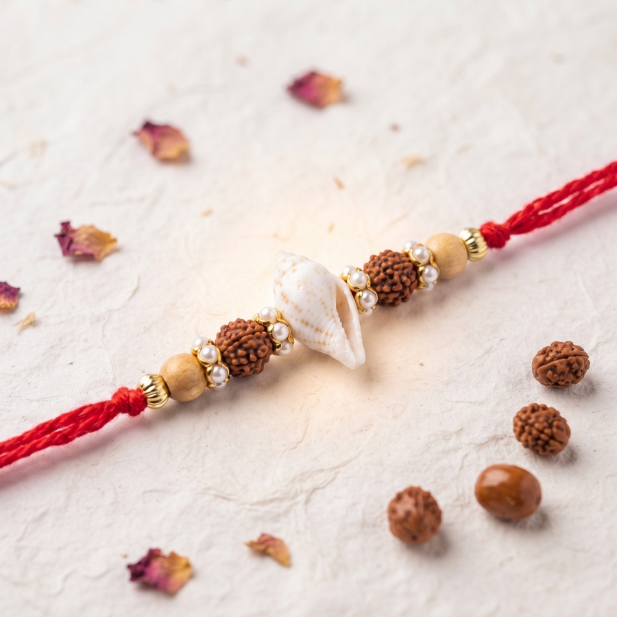 Coastal Rudraksha Shell Rakhi