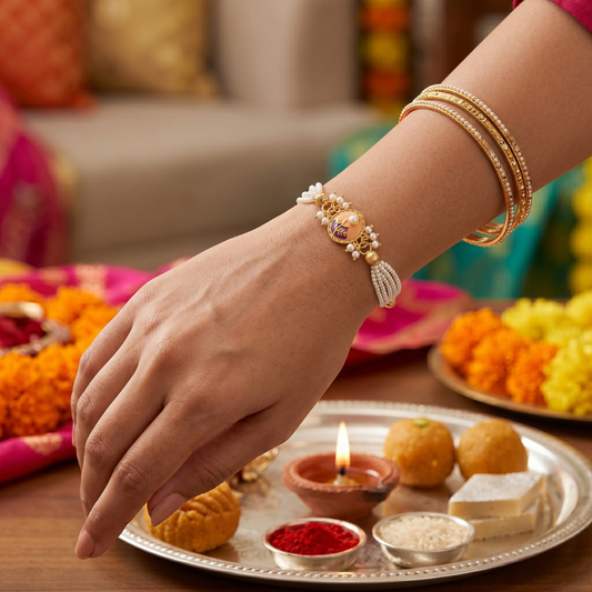Floral Pearl Bracelet Rakhi