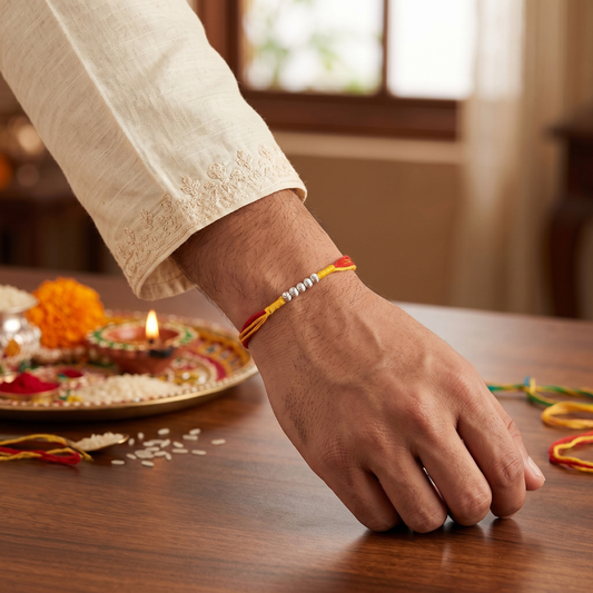 925 Silver Spacer Bead Rakhi