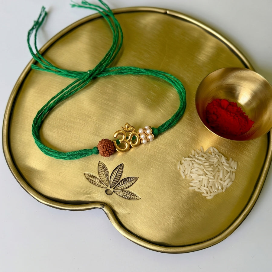 Om Rudraksha Pearl Rakhi Green