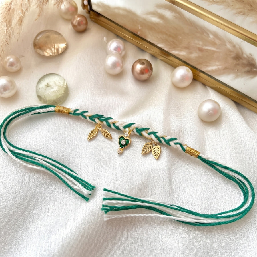 Emerald Heart Charm Rakhi