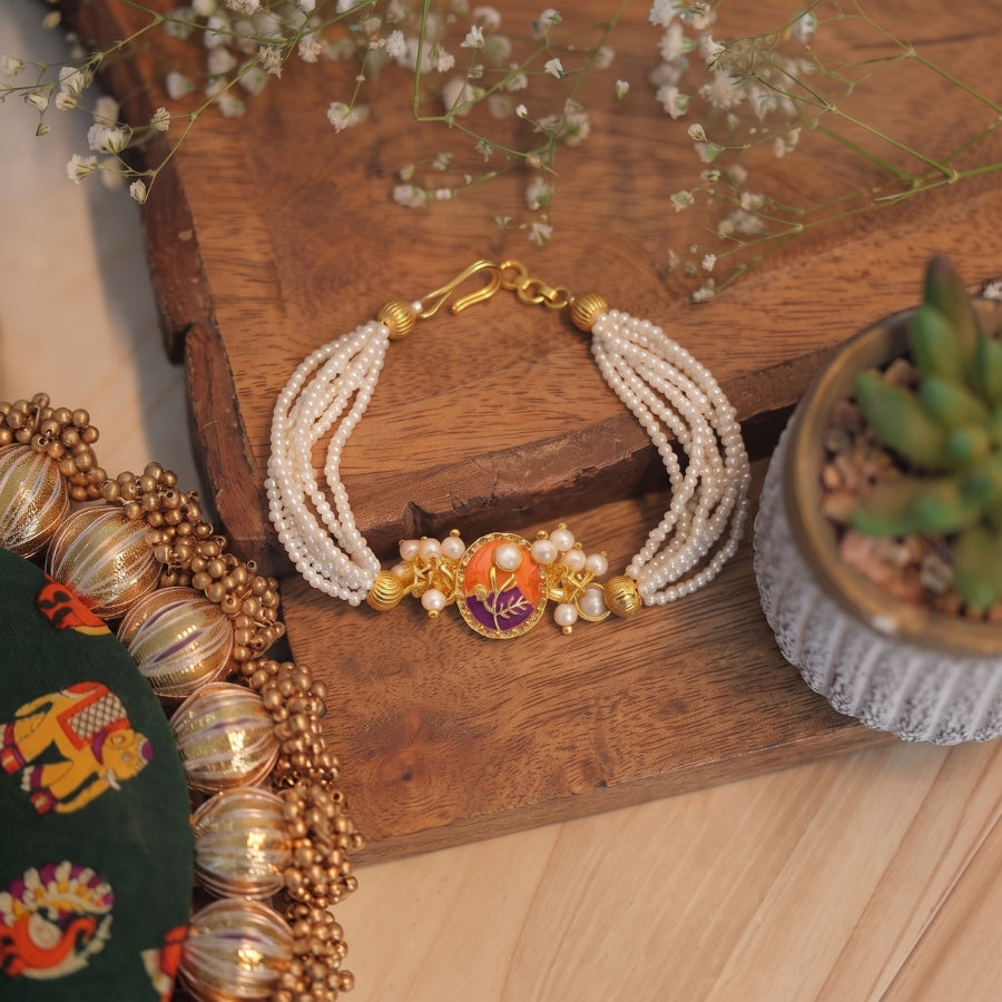 Floral Pearl Bracelet Rakhi