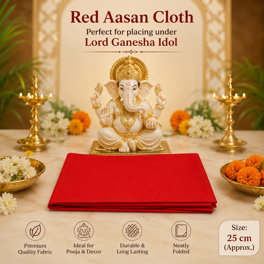 Red Puja Chunri - Ganpati Vastra Cloth, close-up