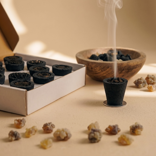 Sambrani Dhoop Cups Charcoal, close-up