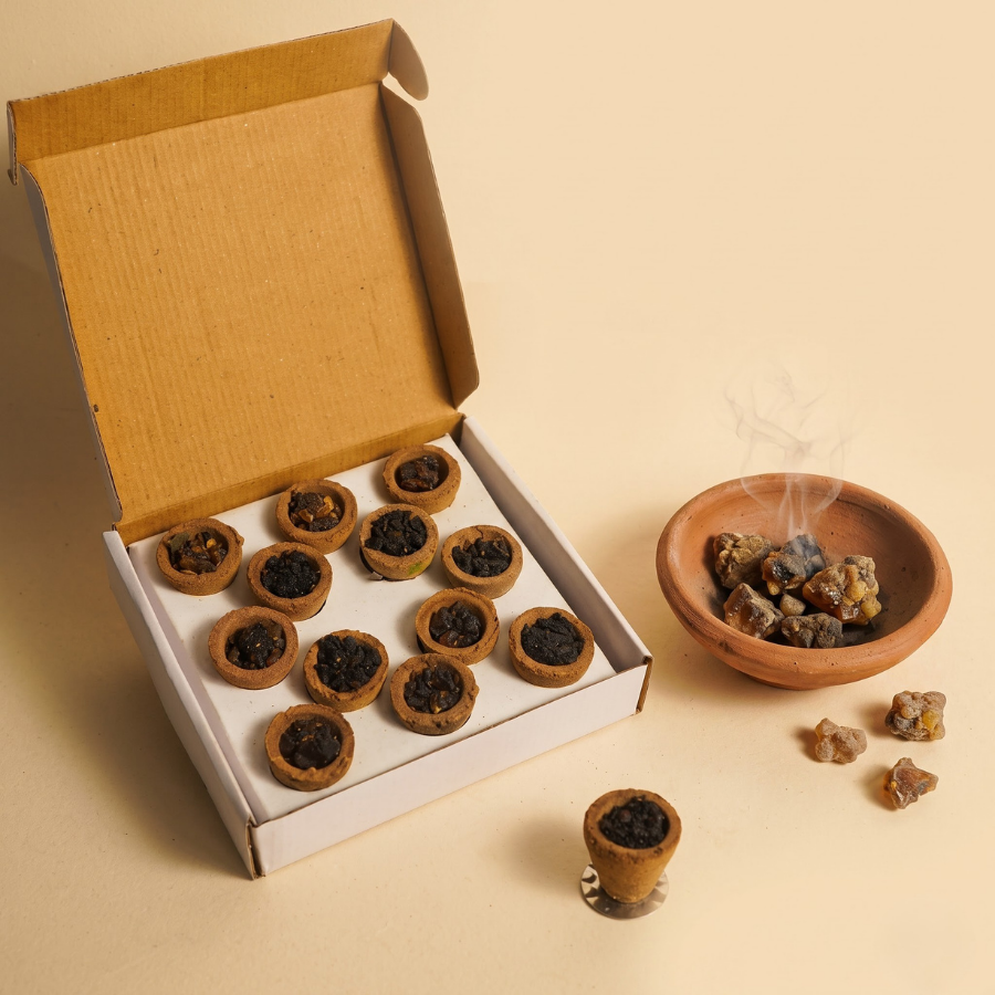 Sambrani Dhoop Cups Terracotta, box of 12