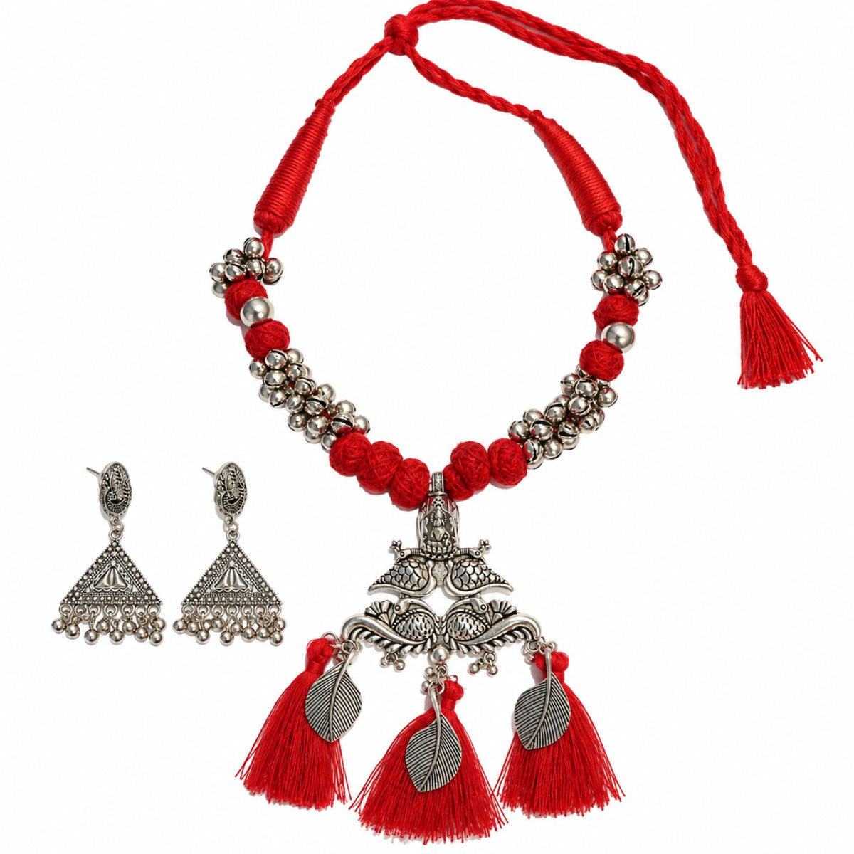 Laal Mor Pankh Tassel Necklace Set