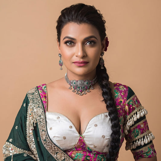 Rani Phool Ghughri Oxidised Choker Set - view 1