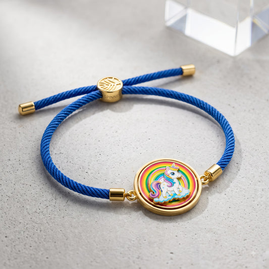 Rainbow Unicorn Charm Blue Rope Kids Rakhi